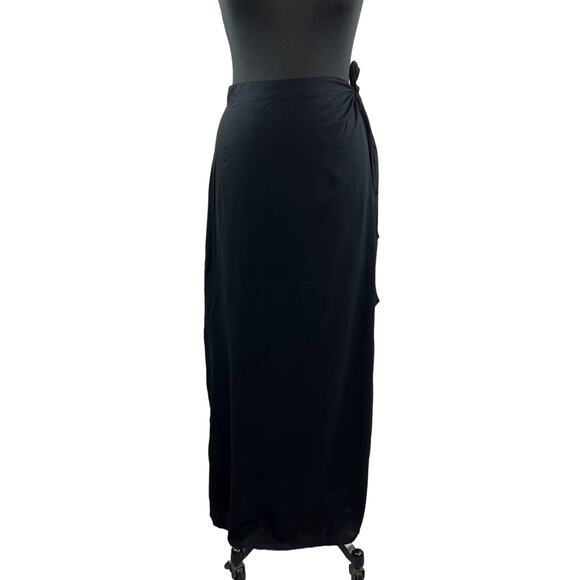NWT Nasty Gal Black Beach Wrap Maxi Skirt Swim Cover Up Side Tie NEW M - Picture 1 of 6